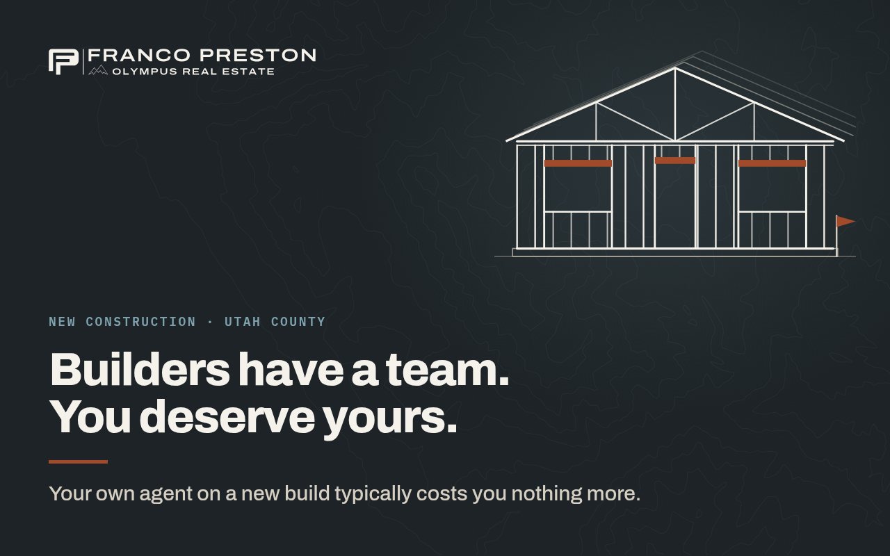 Franco Preston title card: a line drawing of a house frame under construction, with the words Builders have a team. You deserve yours.